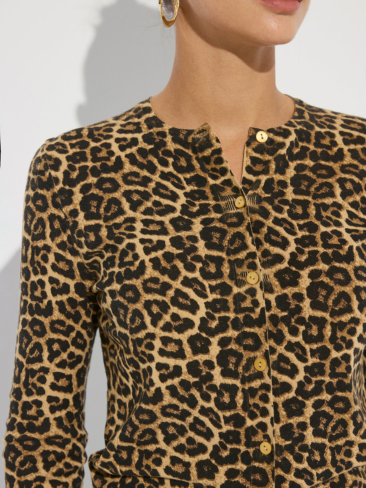 Cardigan long en maille à manches longues imprimé léopard