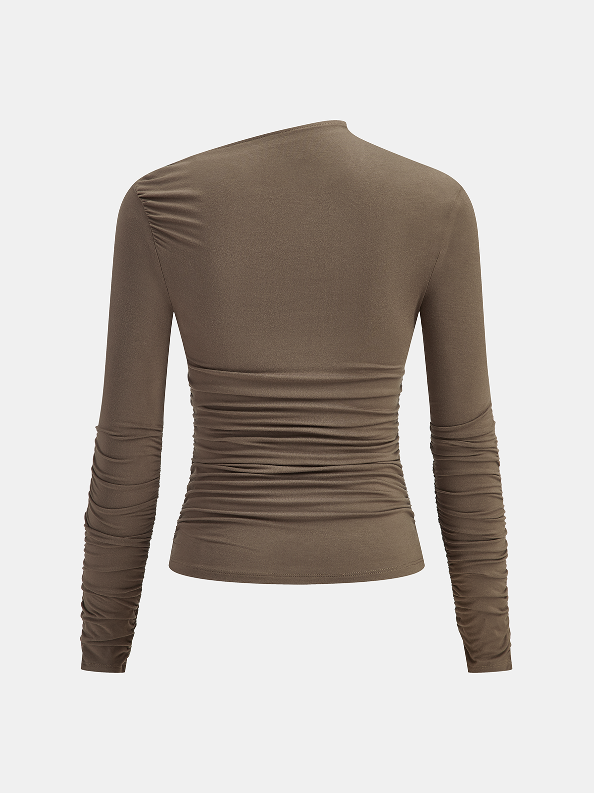 Asymmetrisches Langarm-Top mit Raffungen am Ausschnitt