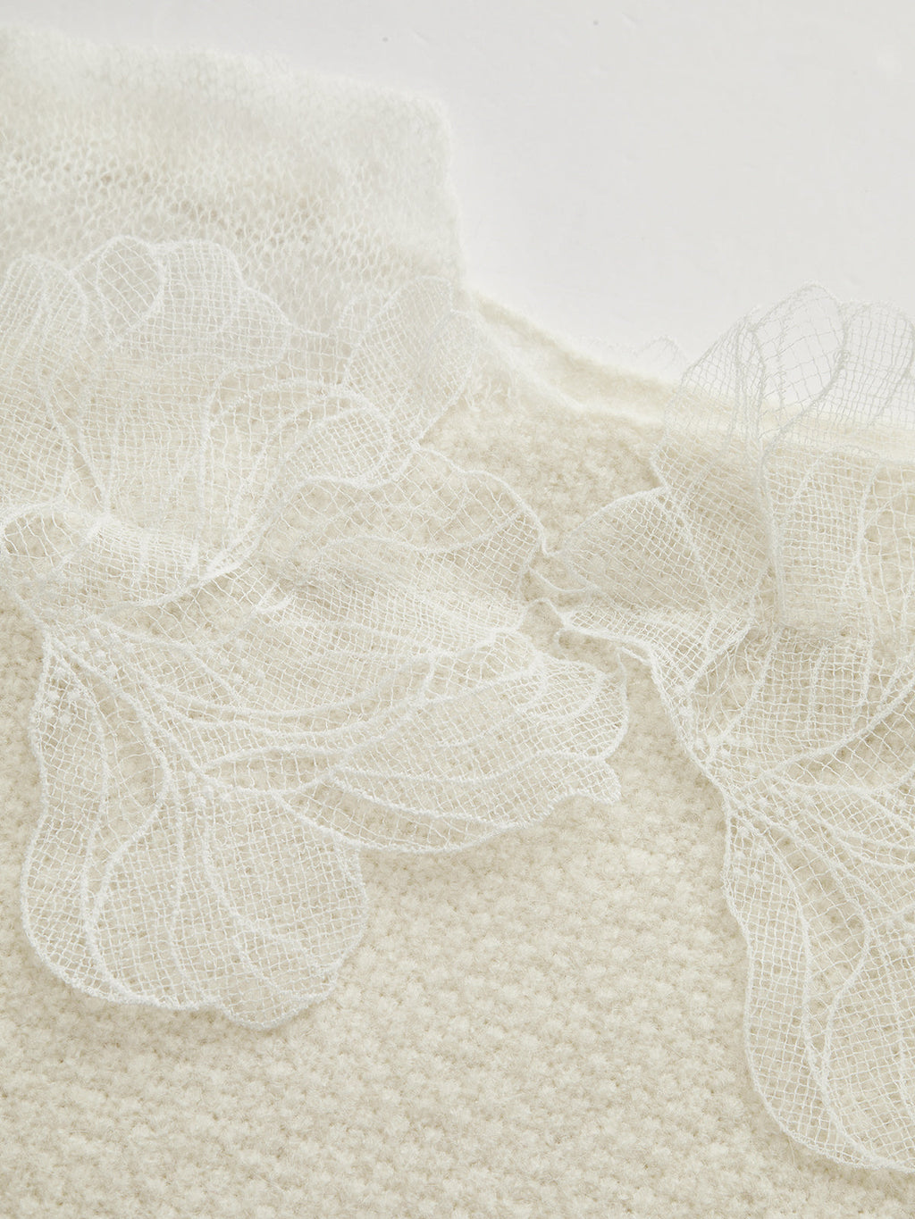 Floral lace Sweater Semi Sheer Round Neck Sweater