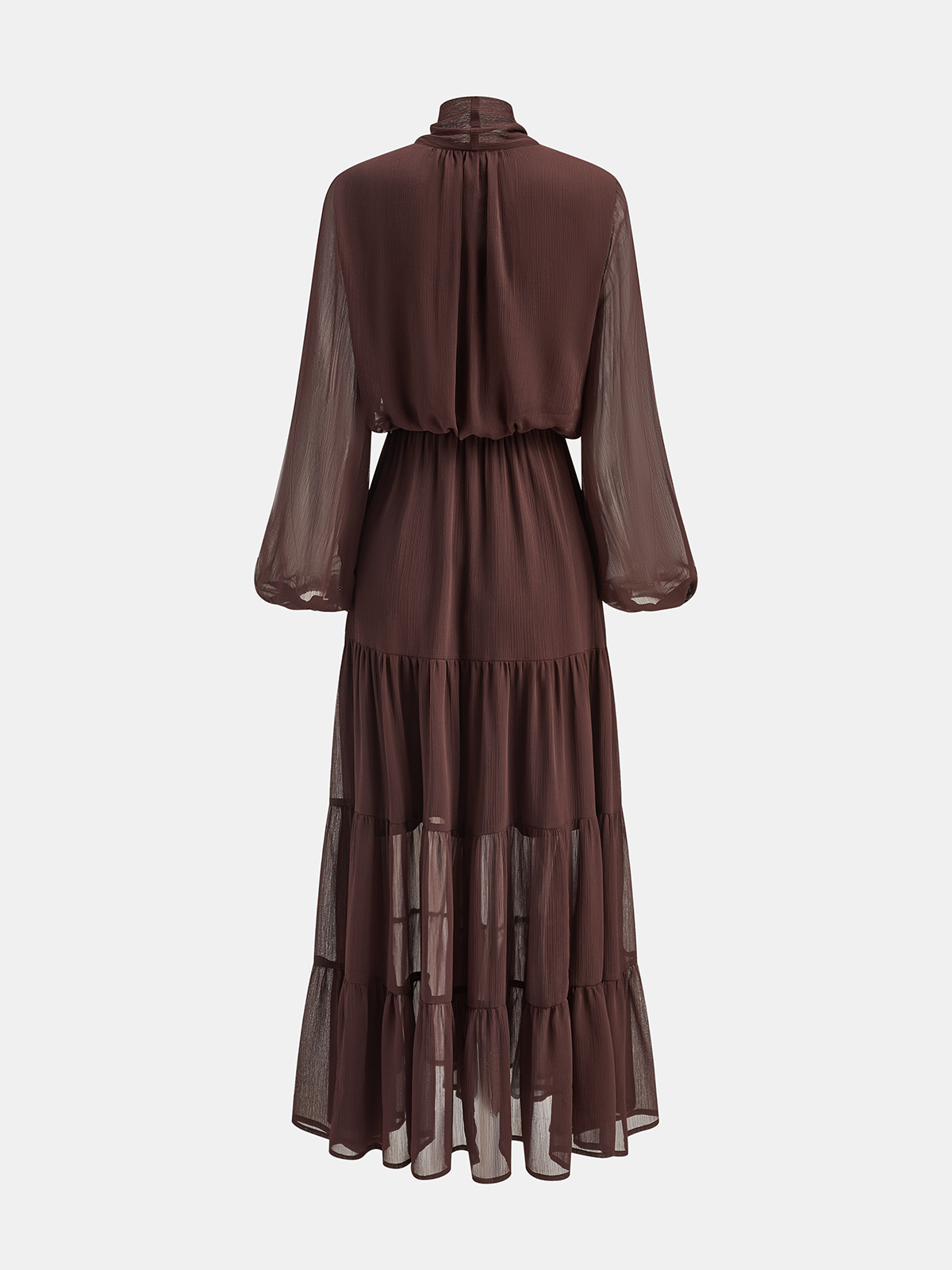 Robe longue à manches longues avec nœud en mousseline