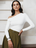 One-Shoulder Long Sleeve Blouse