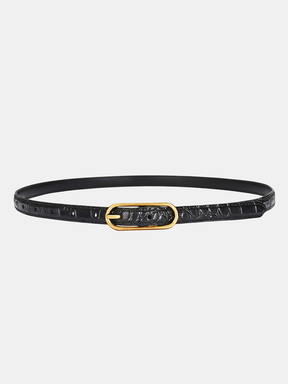 Croc-Embossed Leather Belt