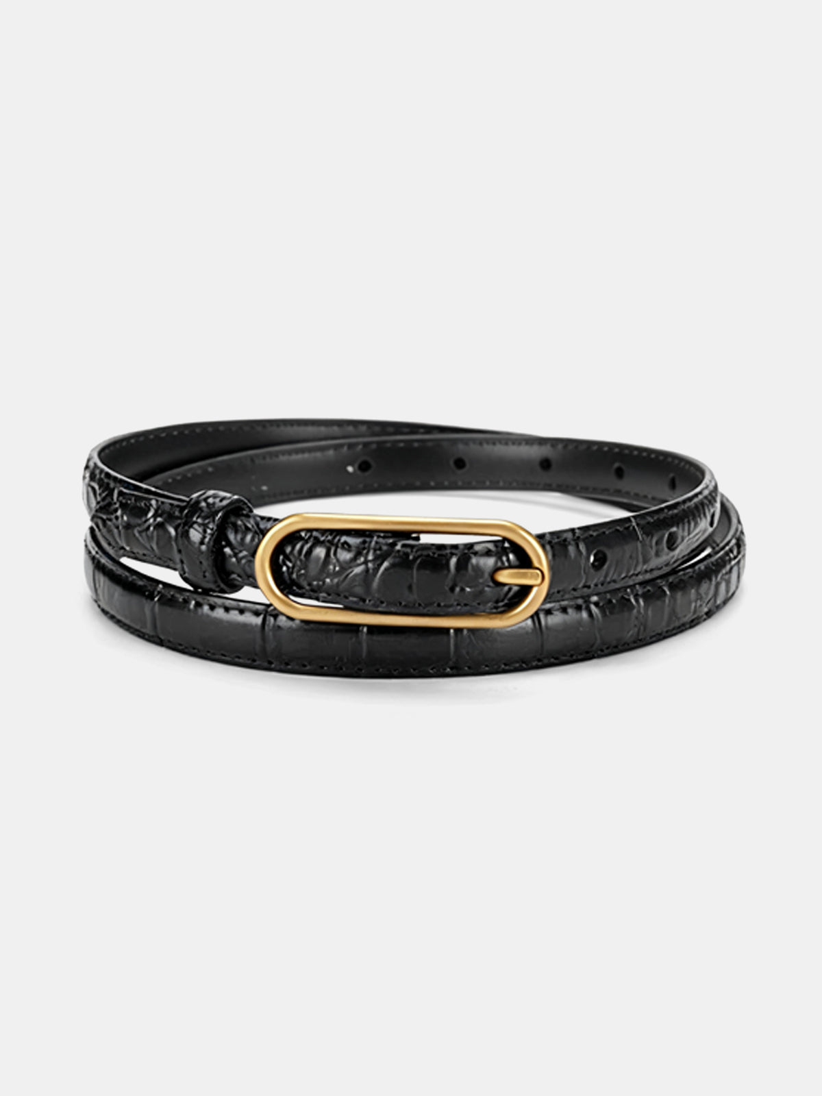 Croc-Embossed Leather Belt