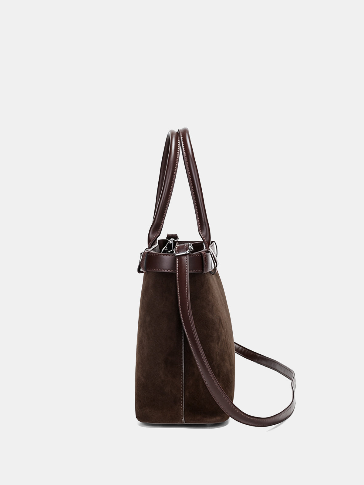 Belt Detail Suede Effect Tote Bag