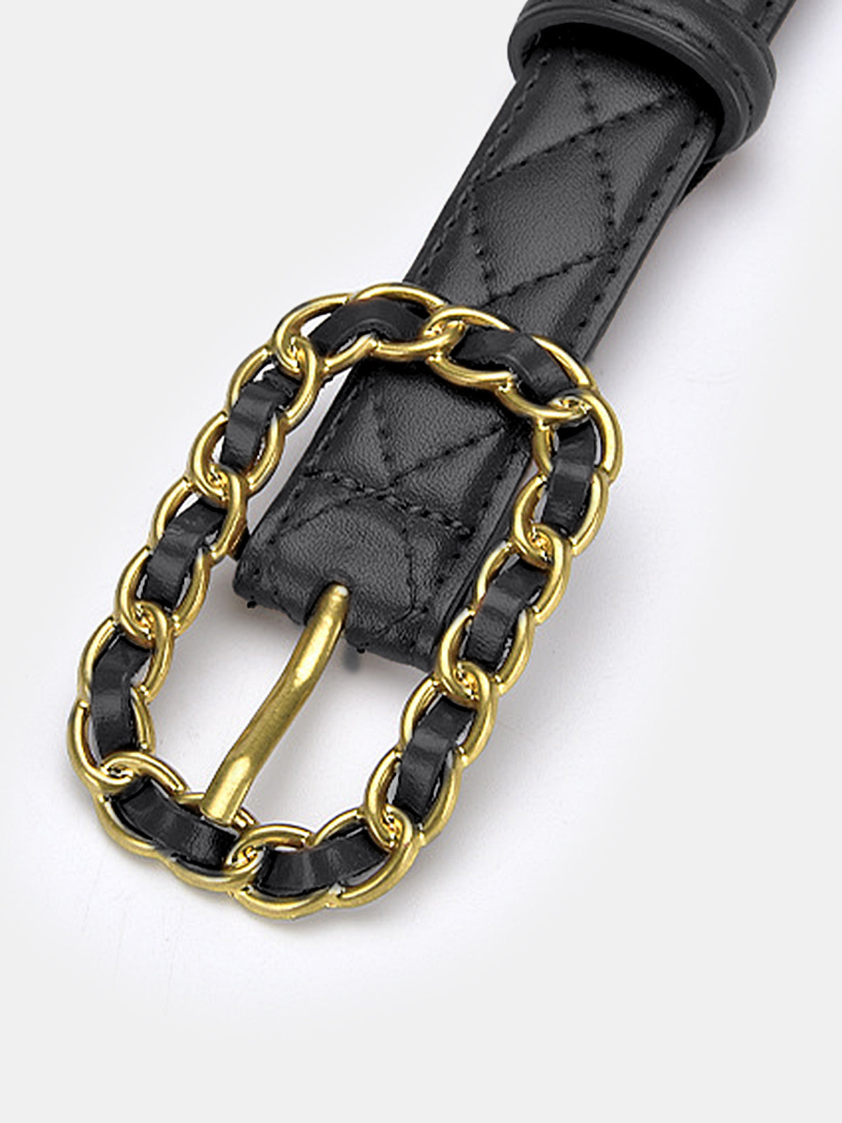 Ceinture en cuir matelassée à boucle chaîne