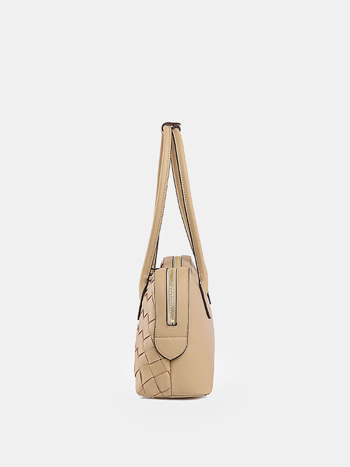 Schultertasche aus Webstoff mit goldenem Schlossdetail