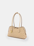Schultertasche aus Webstoff mit goldenem Schlossdetail