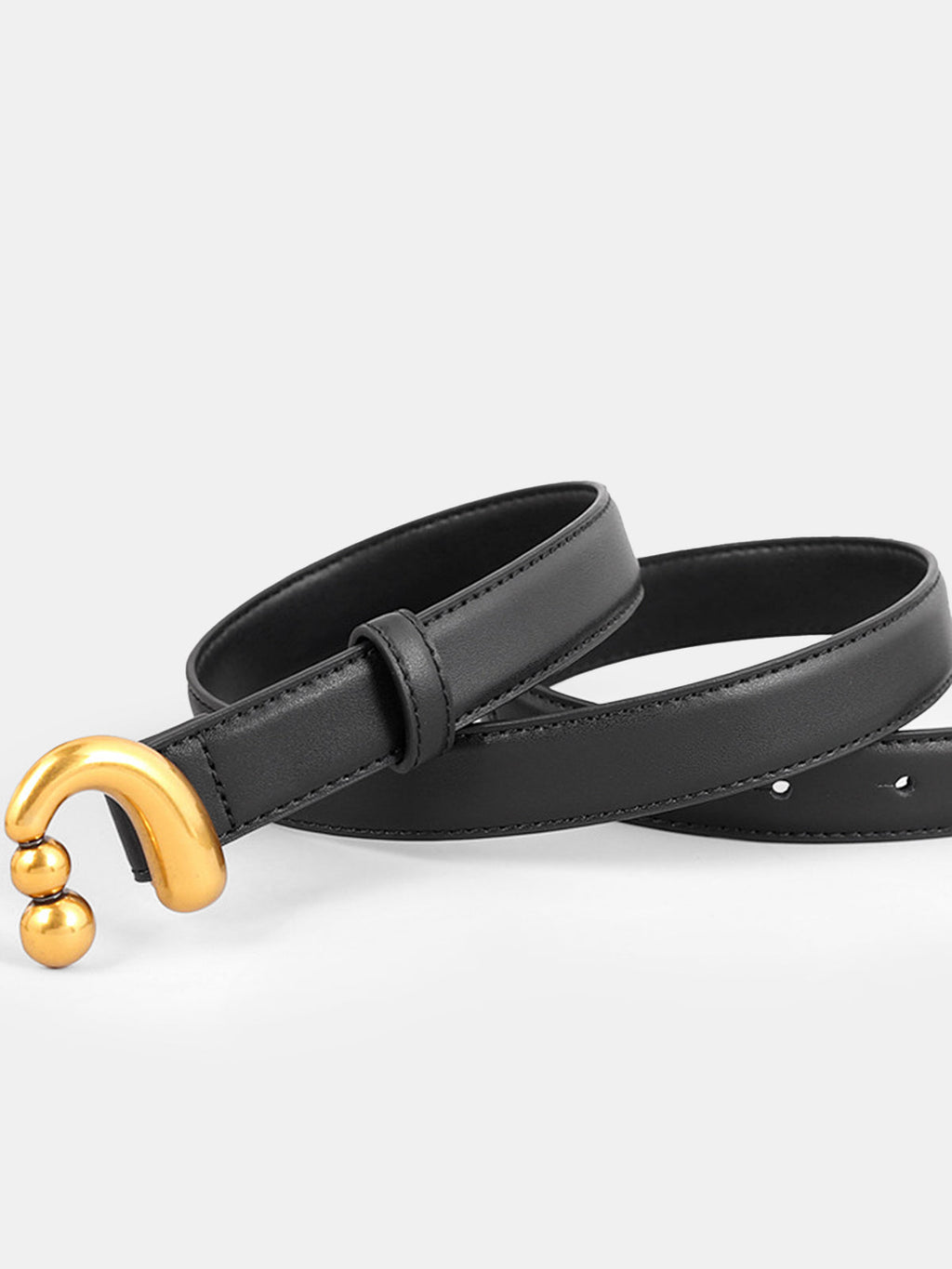 Goldene abstrakte Gürtelschnalle aus Leder