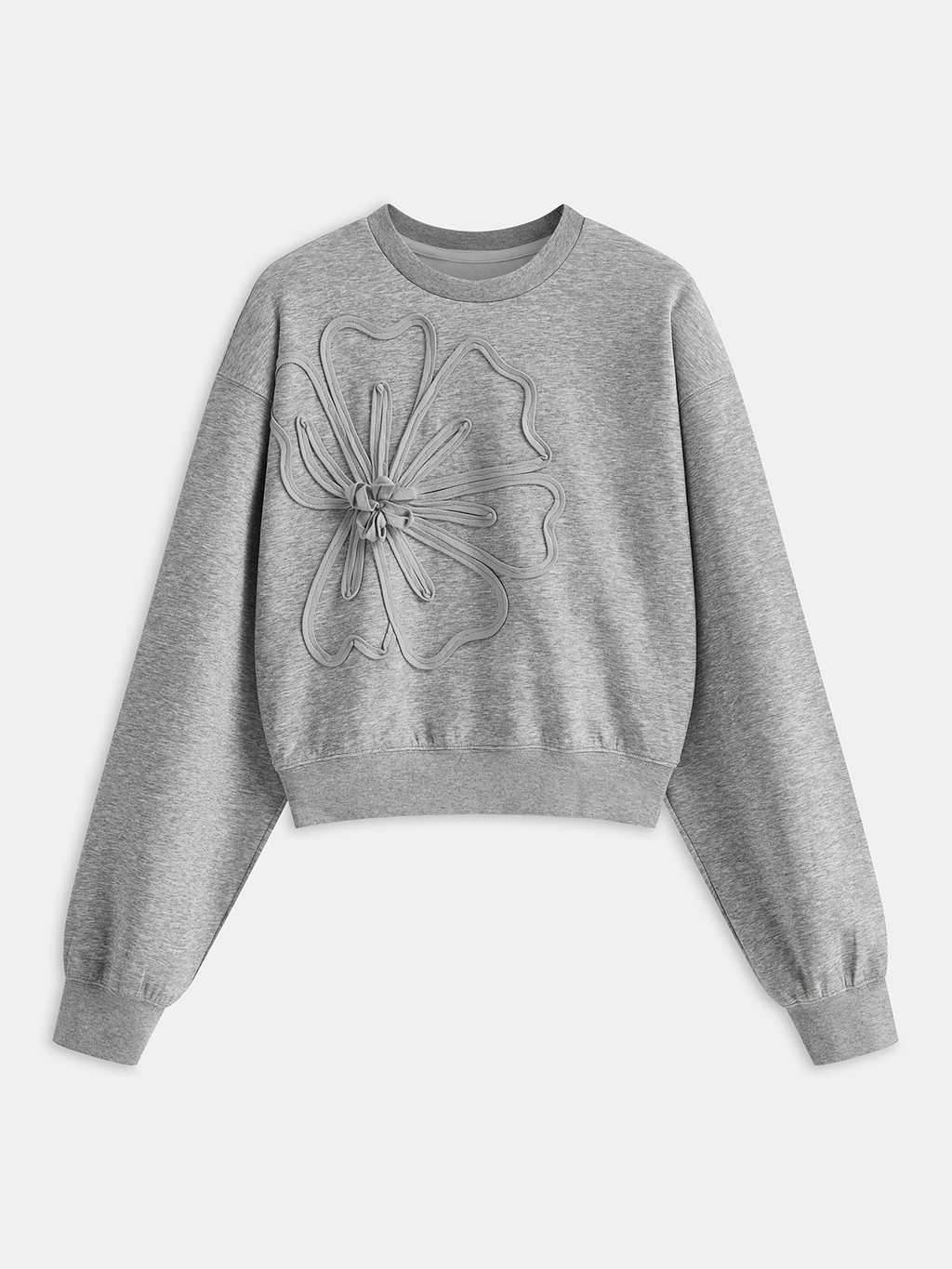 Gecropptes Blumen-Applikations-Sweatshirt