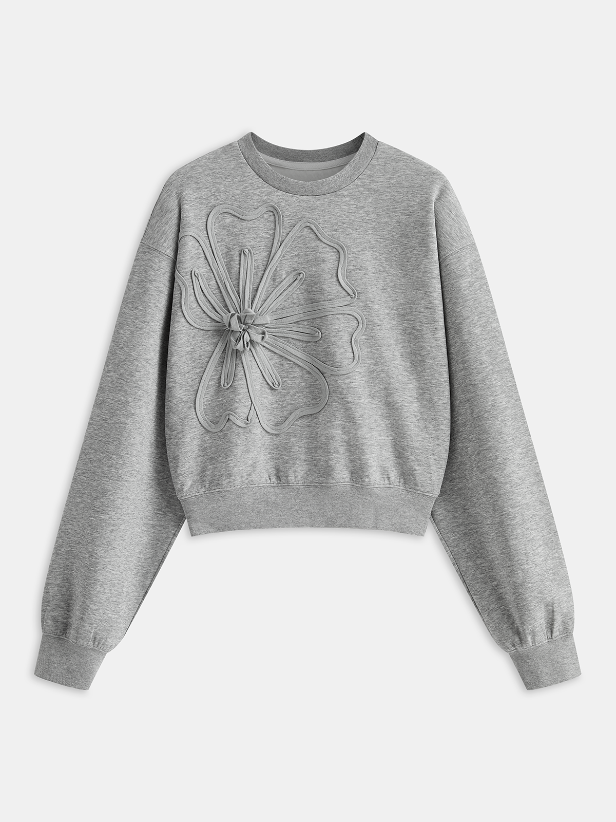 Gecropptes Blumen-Applikations-Sweatshirt