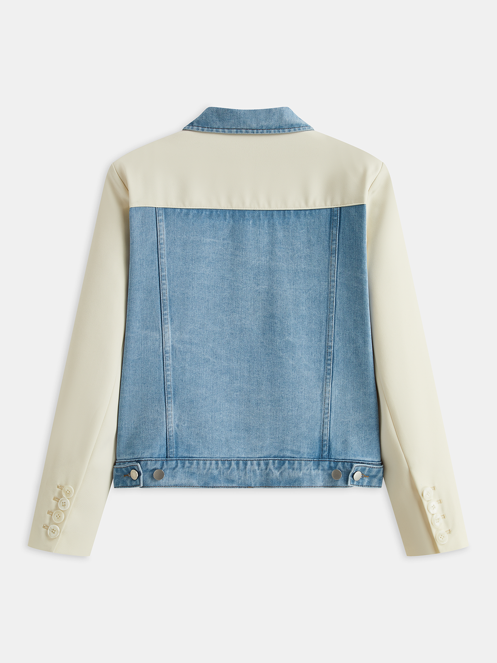 Jacke aus Denim mit Destroyed-Details und Paneelen