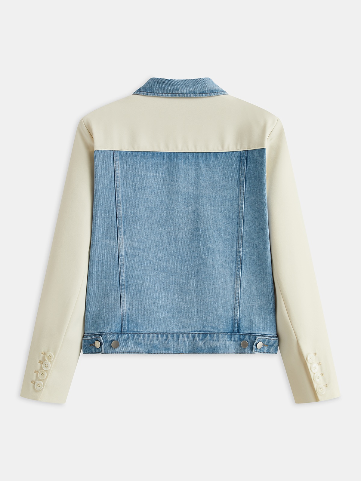 Jacke aus Denim mit Destroyed-Details und Paneelen