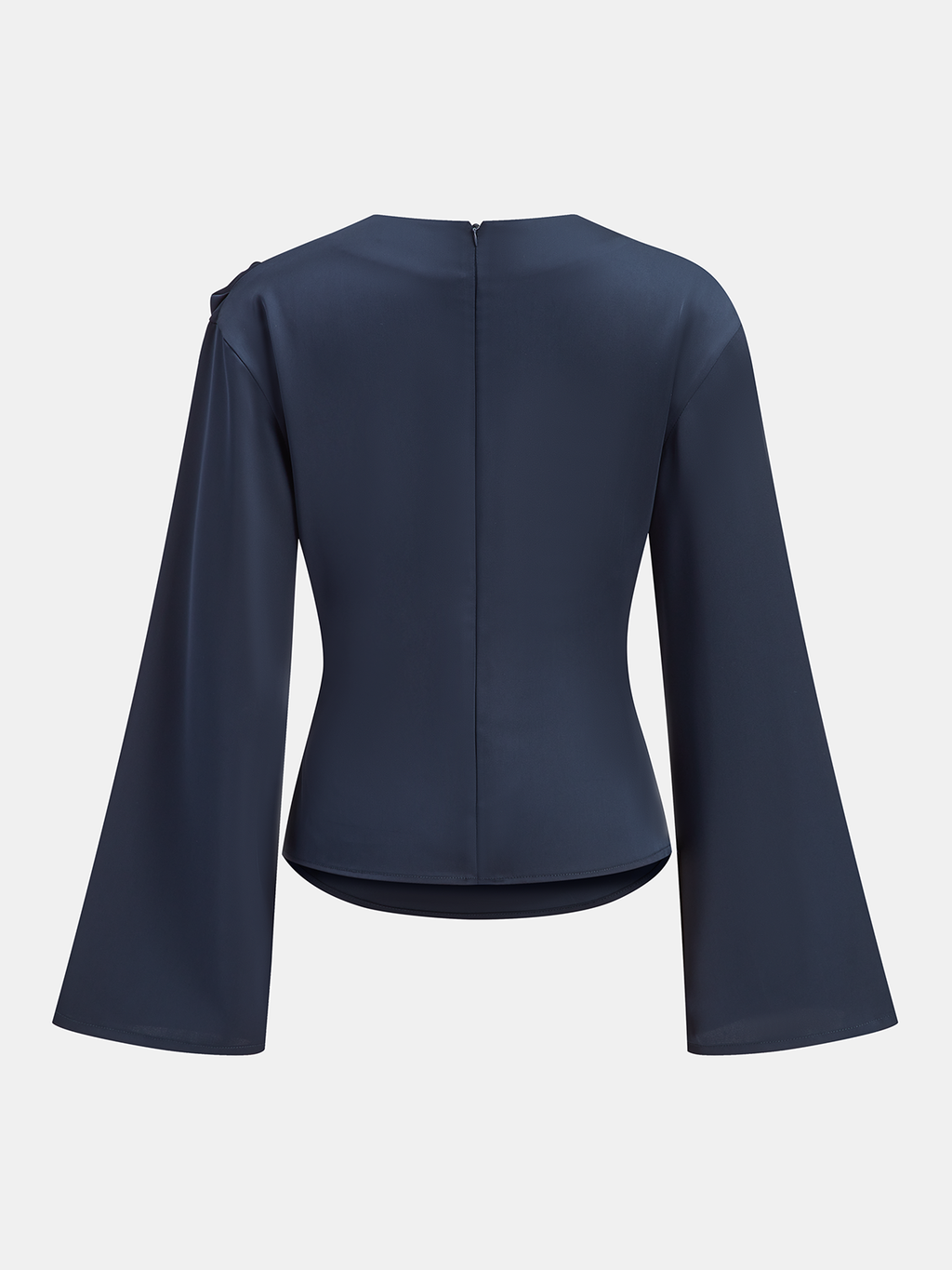 Bell Sleeve Draped Satin Blouse