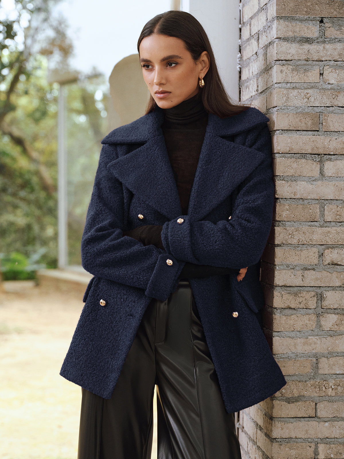 Zweireihiger Tweed-Blazer mit Revers