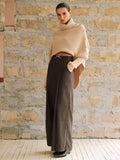 High-Waist Plissée Hose mit weitem Bein