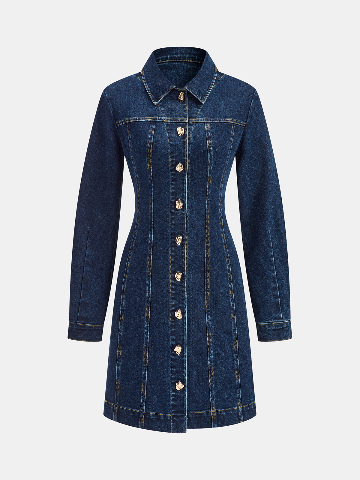 Robe chemise en jean boutonnée avec détails métalliques