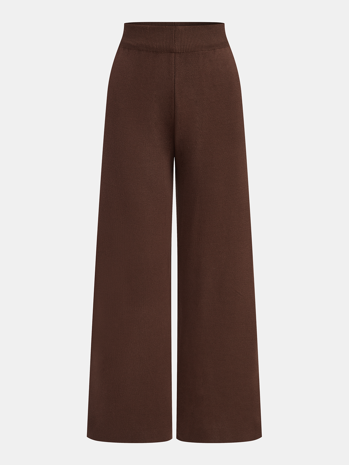 Ensemble trois pièces : pull à col roulé, gilet et pantalon en maille