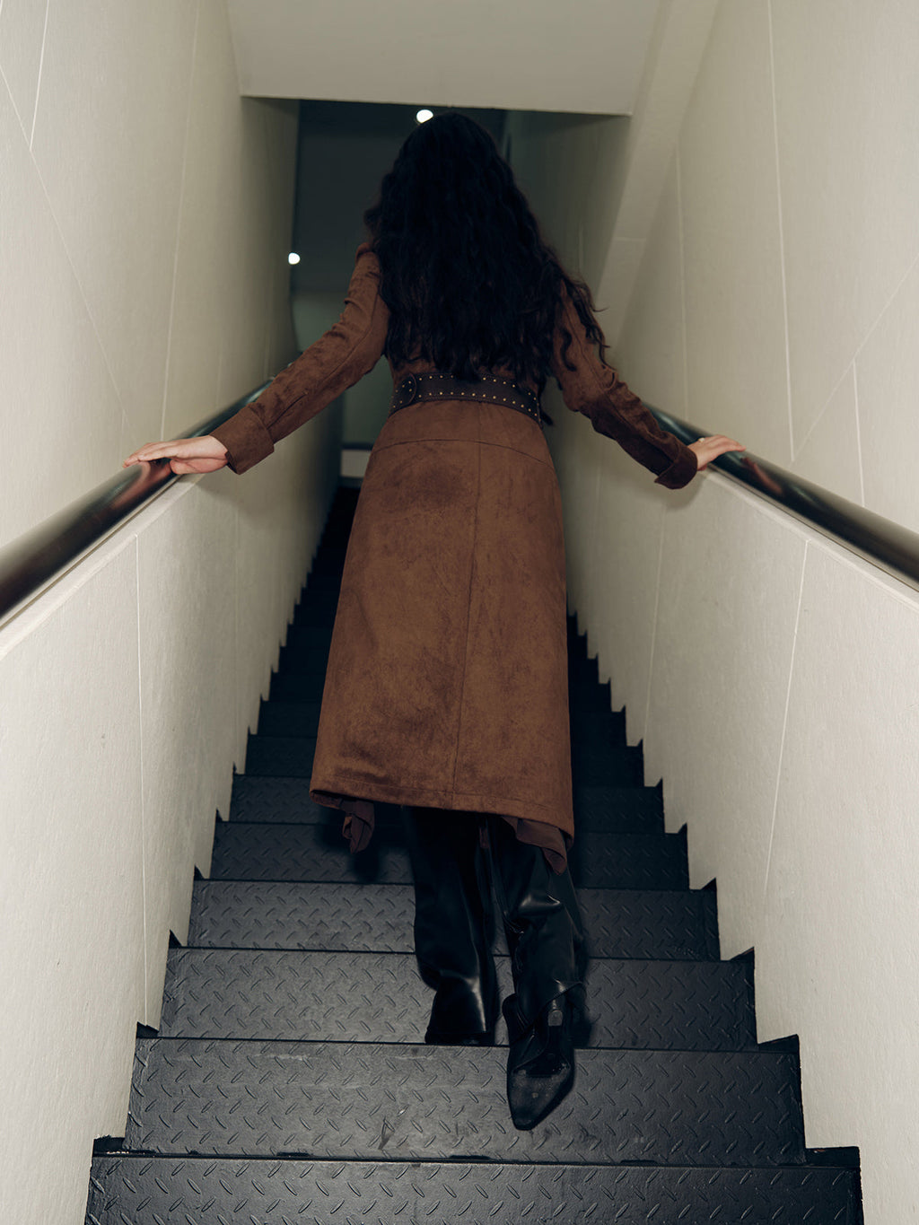Wildlederoptik Hemdblusenkleid ohne Gürtel