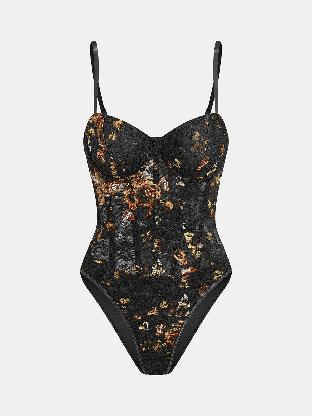 Body bustier corset brodé à imprimé floral