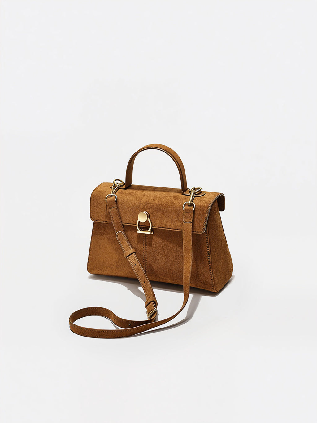 Suede Effect Top-Handle Bag