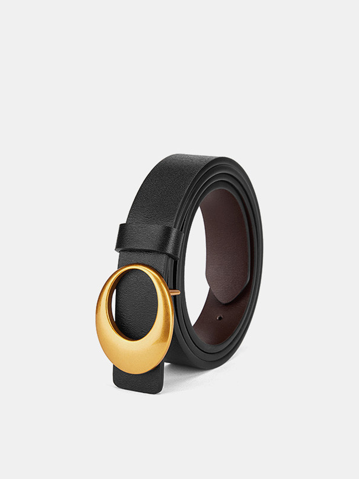 Crescent Buckle Leather Belt