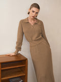 Polo Collar Cinched Waist Sweater