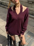 Trägerloser schulterfreier V-Ausschnitt-Pullover