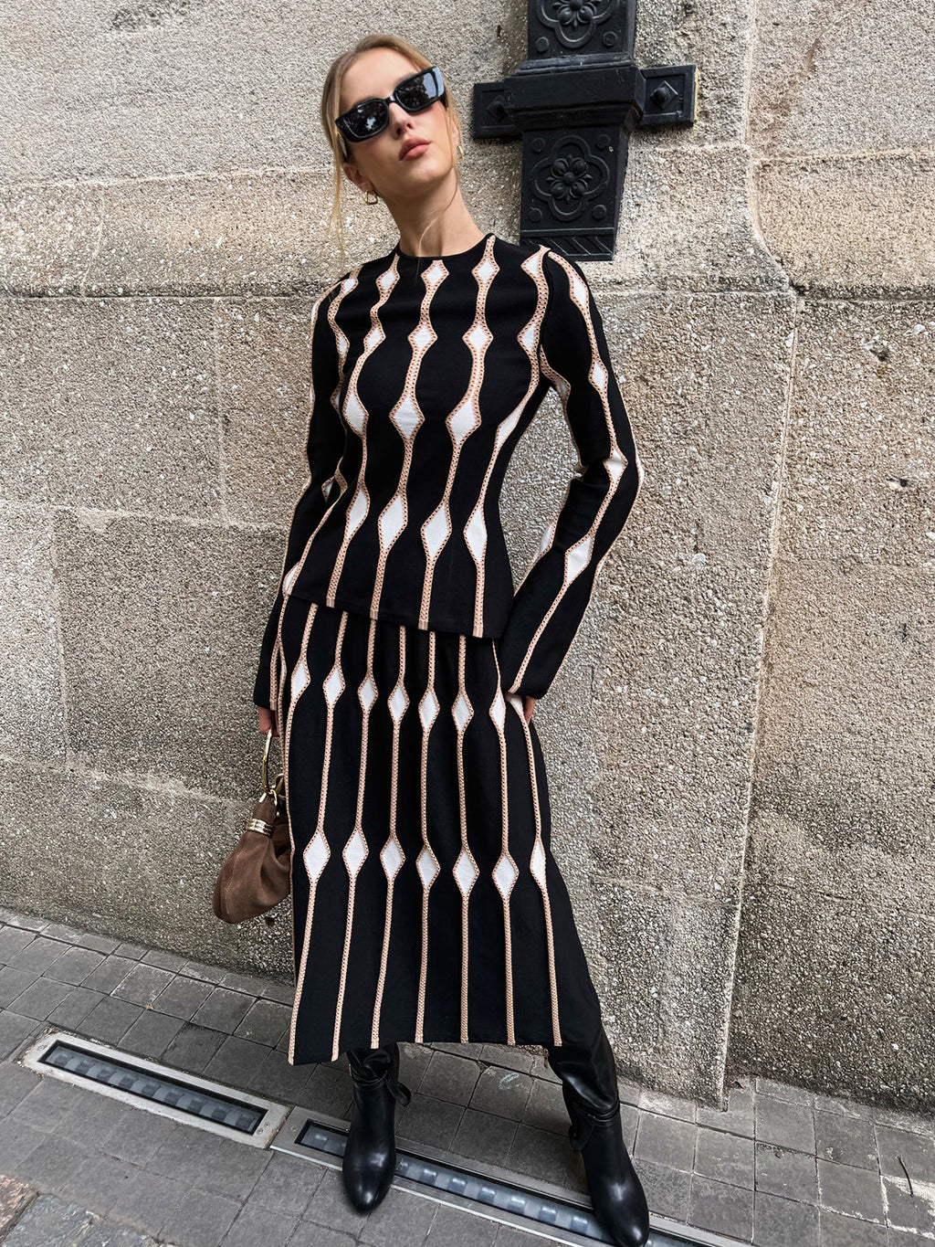 Strick-Top mit geometrischem Muster