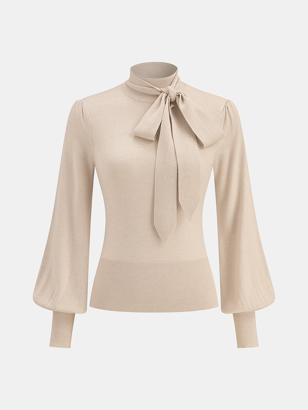 Bow Tie Neck Wool Blend Sweater