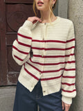 Gestreifter Strickjacke mit Metallknöpfen