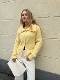 Strickjacke mit Kragen aus Wollmischung