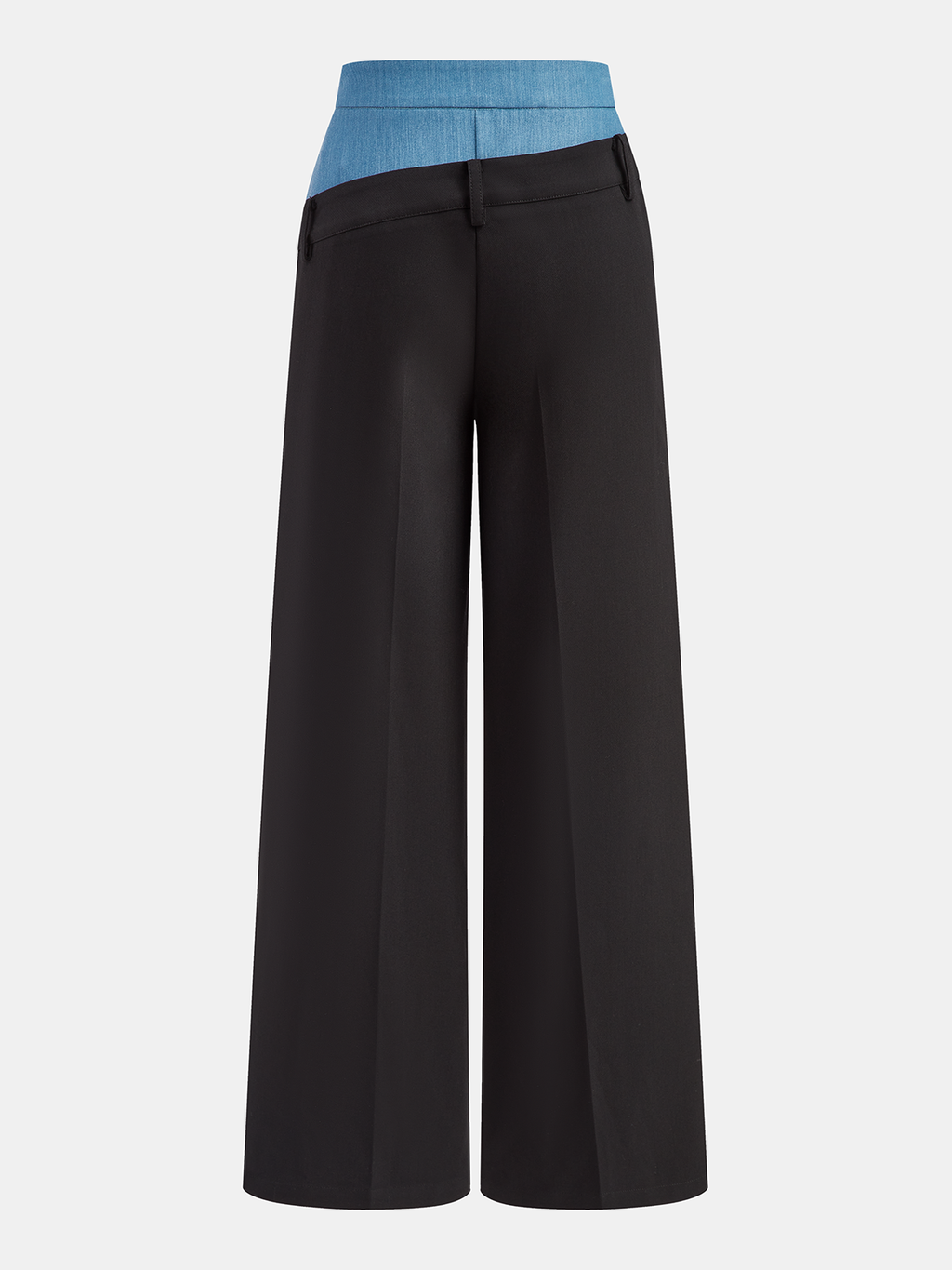 Pantalon droit à taille contrastante