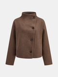 Asymmetric Button Tweed Jacket