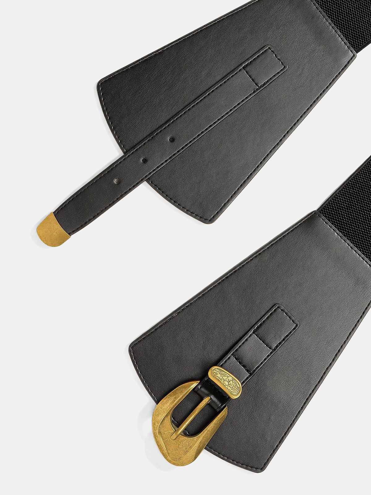 Metal Buckle Wide Elastic Waist Belt