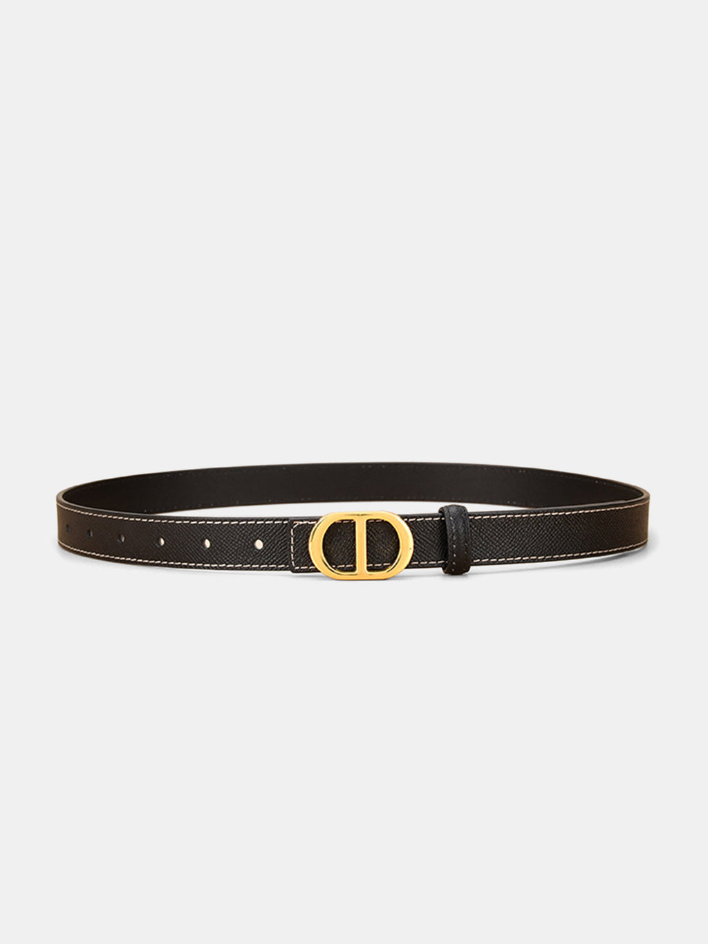 Ceinture fine en cuir à boucle métallique