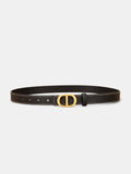 Ceinture fine en cuir à boucle métallique