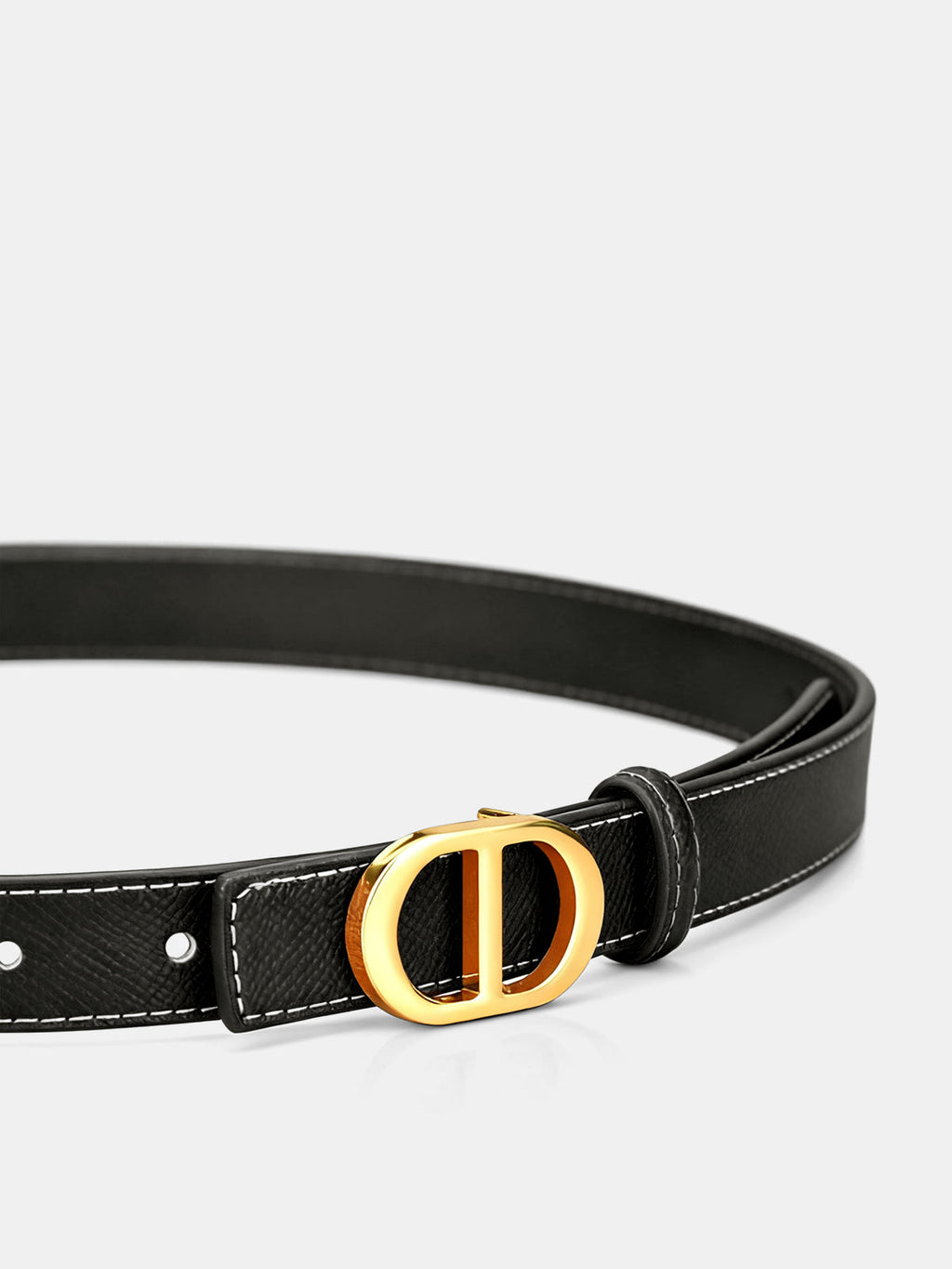 Ceinture fine en cuir à boucle métallique