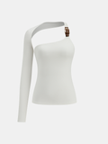 Asymmetrisches One-Shoulder-Rückenfreies Top mit Schnallendetail