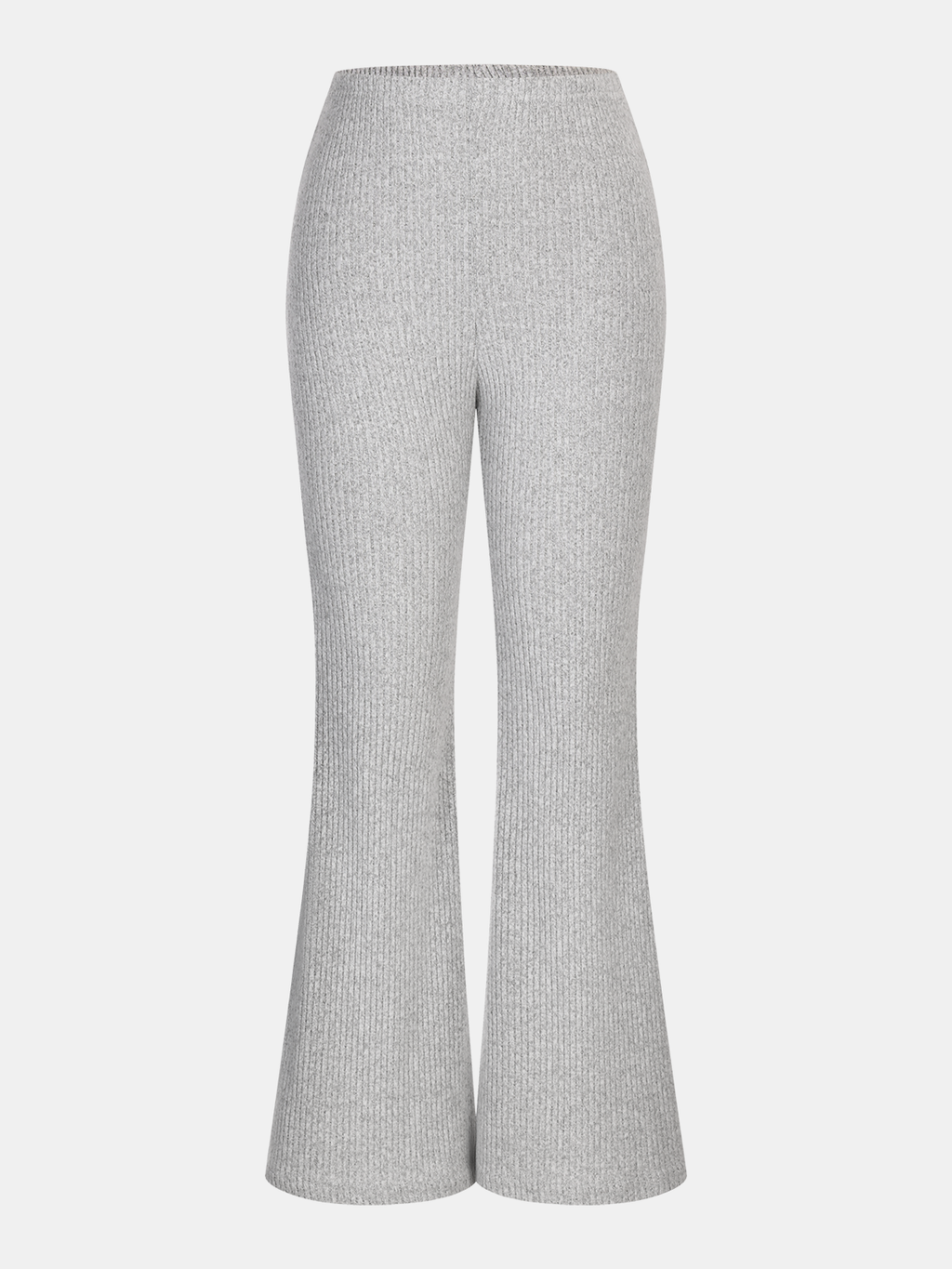 Geripptes Strick-Top und ausgestellte Hose Set