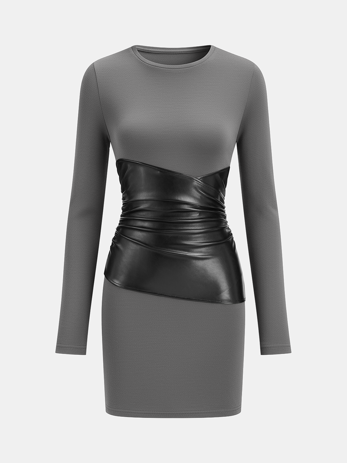 Robe pull en maille à manches longues avec empiècements en similicuir