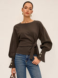 Sweatshirt mit Ballonärmeln und Twist-Knoten
