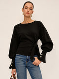 Twist Knot Balloon Sleeve Sweatshirt