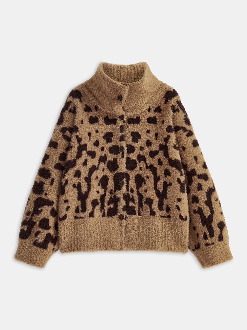 Cardigan en tricot doux imprimé léopard
