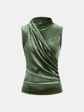 Velvet Draped Sleeveless Top
