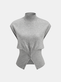 Gilet en maille sans manches à col montant zippé