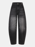 Jean en denim délavé à jambes incurvées