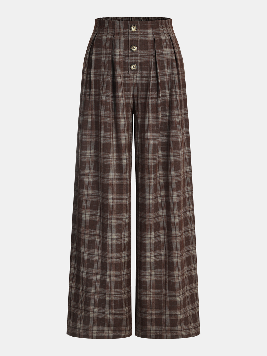 Pantalon large à carreaux avec taille élastique au dos