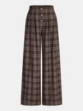 Pantalon large à carreaux avec taille élastique au dos