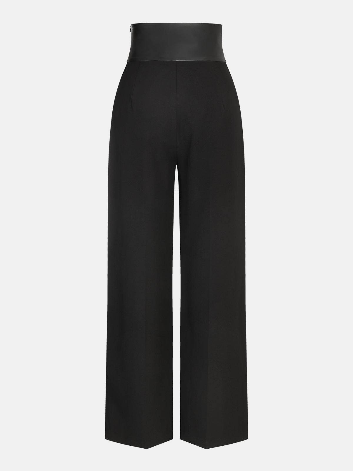Pantalon droit à ceinture en similicuir