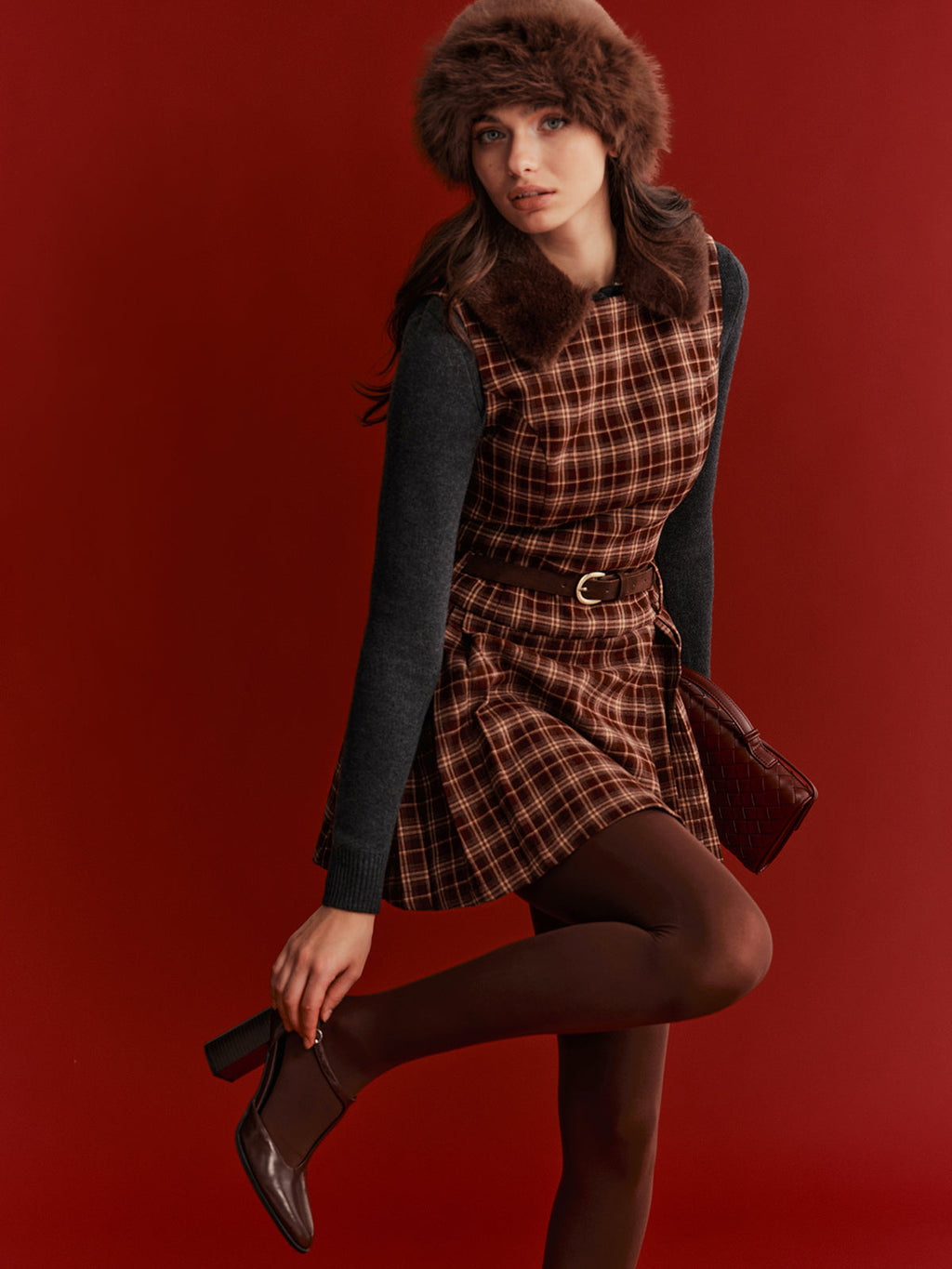 Faux Fur Collar Wool-Blend Cardigan